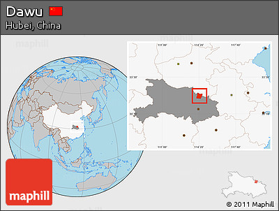 Gray Location Map of Dawu, highlighted country, highlighted parent region