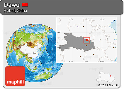 Physical Location Map of Dawu, highlighted country, highlighted parent region