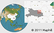 Satellite Location Map of Dawu, highlighted country, highlighted parent region