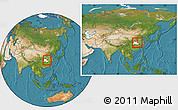 Satellite Location Map of Dawu, highlighted parent region, within the entire country