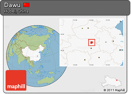 Savanna Style Location Map of Dawu, highlighted country