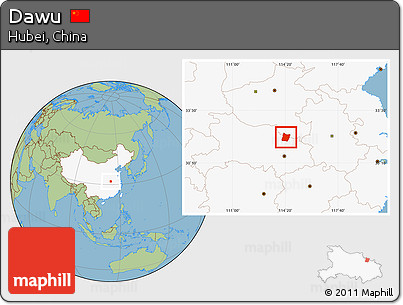 Savanna Style Location Map of Dawu, highlighted country