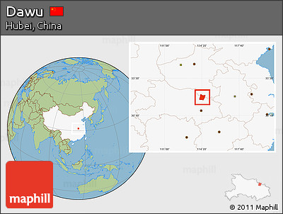 Savanna Style Location Map of Dawu, highlighted country