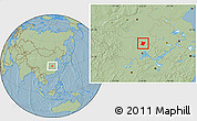 Savanna Style Location Map of Dawu, hill shading