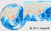 Shaded Relief Location Map of Dawu, within the entire country