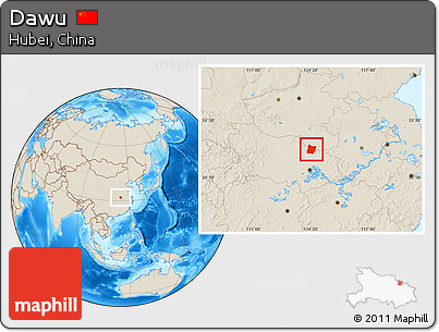 Shaded Relief Location Map of Dawu