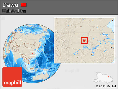 Shaded Relief Location Map of Dawu