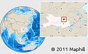 Shaded Relief Location Map of Dawu, highlighted parent region
