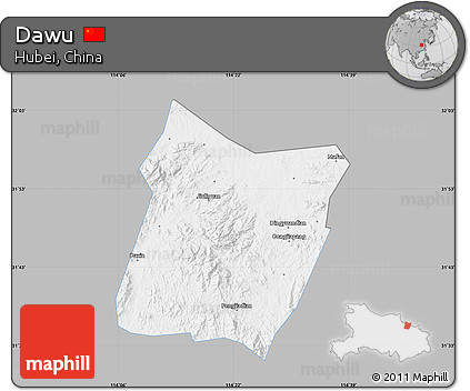 Gray Map of Dawu, single color outside