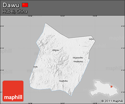 Gray Map of Dawu, single color outside