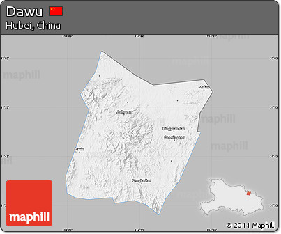 Gray Map of Dawu, single color outside
