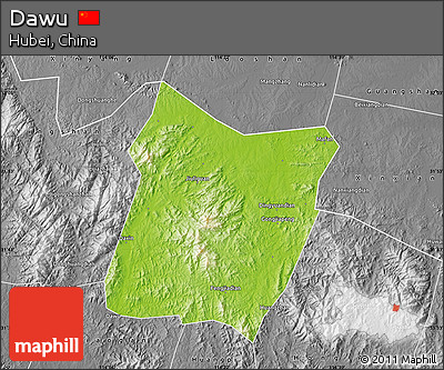 Physical Map of Dawu, desaturated