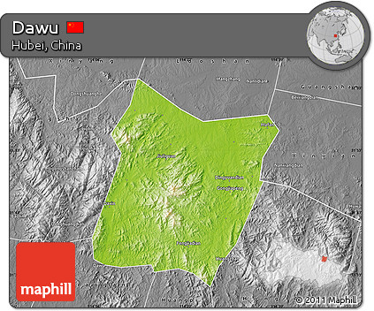 Physical Map of Dawu, desaturated