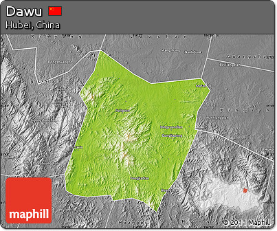 Physical Map of Dawu, desaturated
