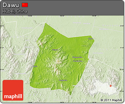 Physical Map of Dawu, lighten