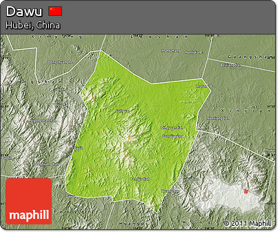 Physical Map of Dawu, semi-desaturated