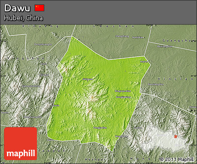 Physical Map of Dawu, semi-desaturated