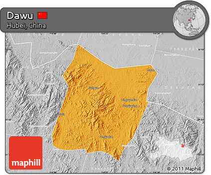 Political Map of Dawu, lighten, desaturated