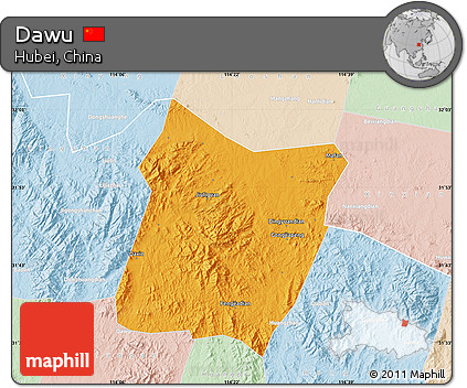 Political Map of Dawu, lighten