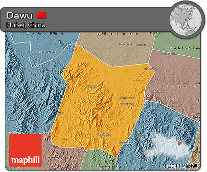 Political Map of Dawu, semi-desaturated