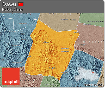 Political Map of Dawu, semi-desaturated