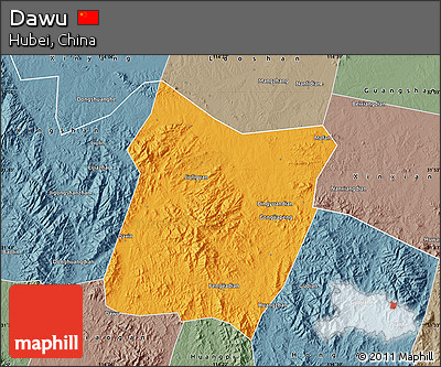 Political Map of Dawu, semi-desaturated
