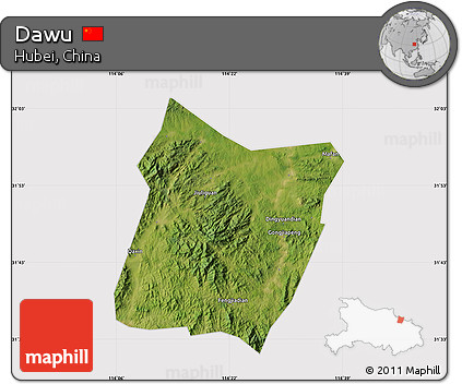 Satellite Map of Dawu, cropped outside
