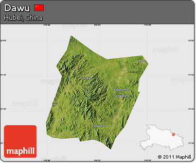 Satellite Map of Dawu, cropped outside