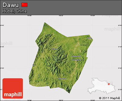 Satellite Map of Dawu, cropped outside