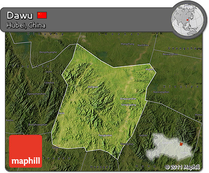 Satellite Map of Dawu, darken