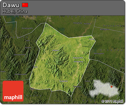 Satellite Map of Dawu, darken