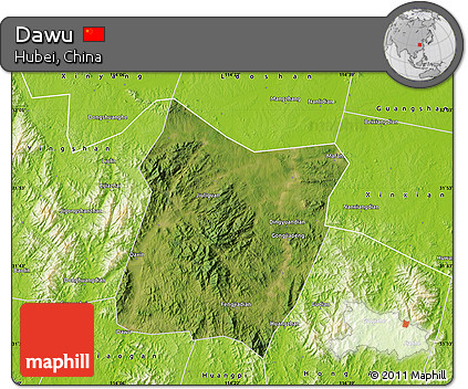 Satellite Map of Dawu, physical outside