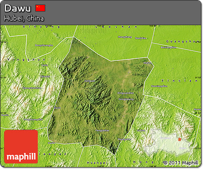 Satellite Map of Dawu, physical outside