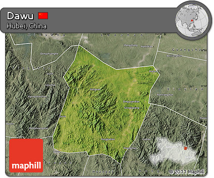 Satellite Map of Dawu, semi-desaturated