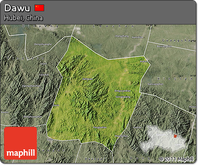 Satellite Map of Dawu, semi-desaturated