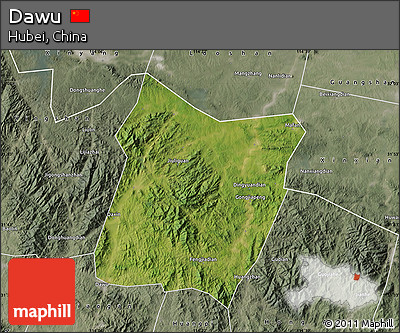 Satellite Map of Dawu, semi-desaturated