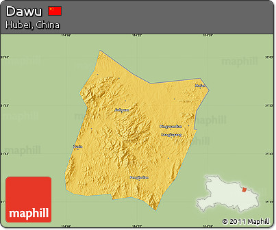 Savanna Style Map of Dawu, single color outside