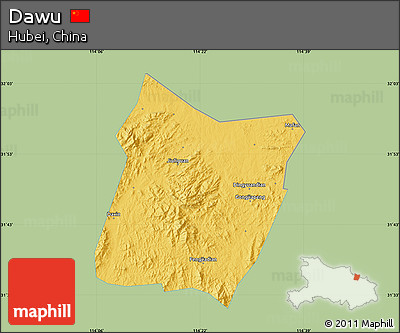 Savanna Style Map of Dawu, single color outside