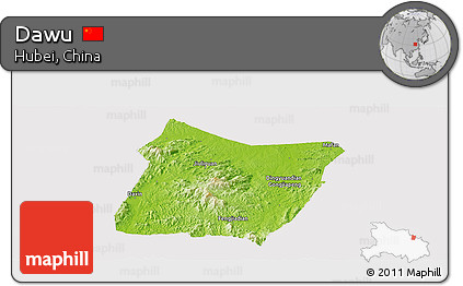 Physical Panoramic Map of Dawu, cropped outside