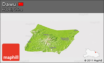 Physical Panoramic Map of Dawu, cropped outside