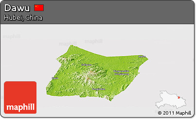 Physical Panoramic Map of Dawu, cropped outside