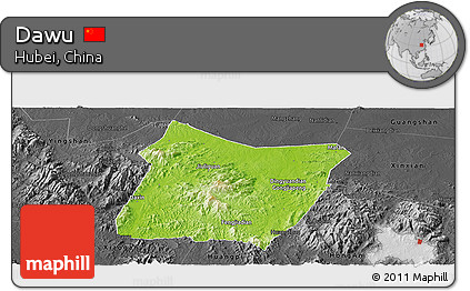 Physical Panoramic Map of Dawu, darken, desaturated
