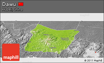 Physical Panoramic Map of Dawu, desaturated