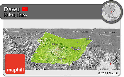 Physical Panoramic Map of Dawu, desaturated