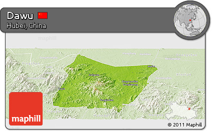 Physical Panoramic Map of Dawu, lighten