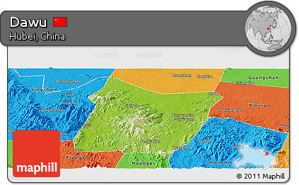 Physical Panoramic Map of Dawu, political outside