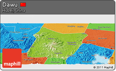 Physical Panoramic Map of Dawu, political outside
