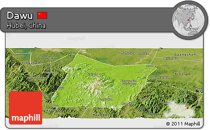 Physical Panoramic Map of Dawu, satellite outside