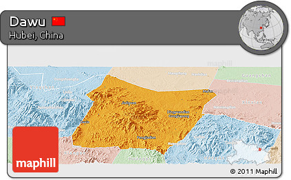 Political Panoramic Map of Dawu, lighten
