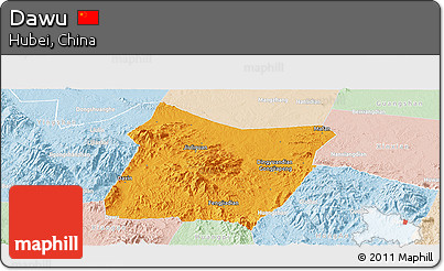 Political Panoramic Map of Dawu, lighten